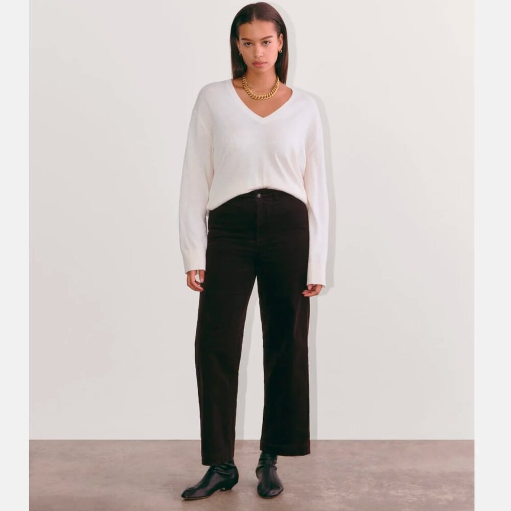 Everlane Sailor Corduroy Pants Womens 16 Black High Rise Wide Leg - Picture 3 of 8